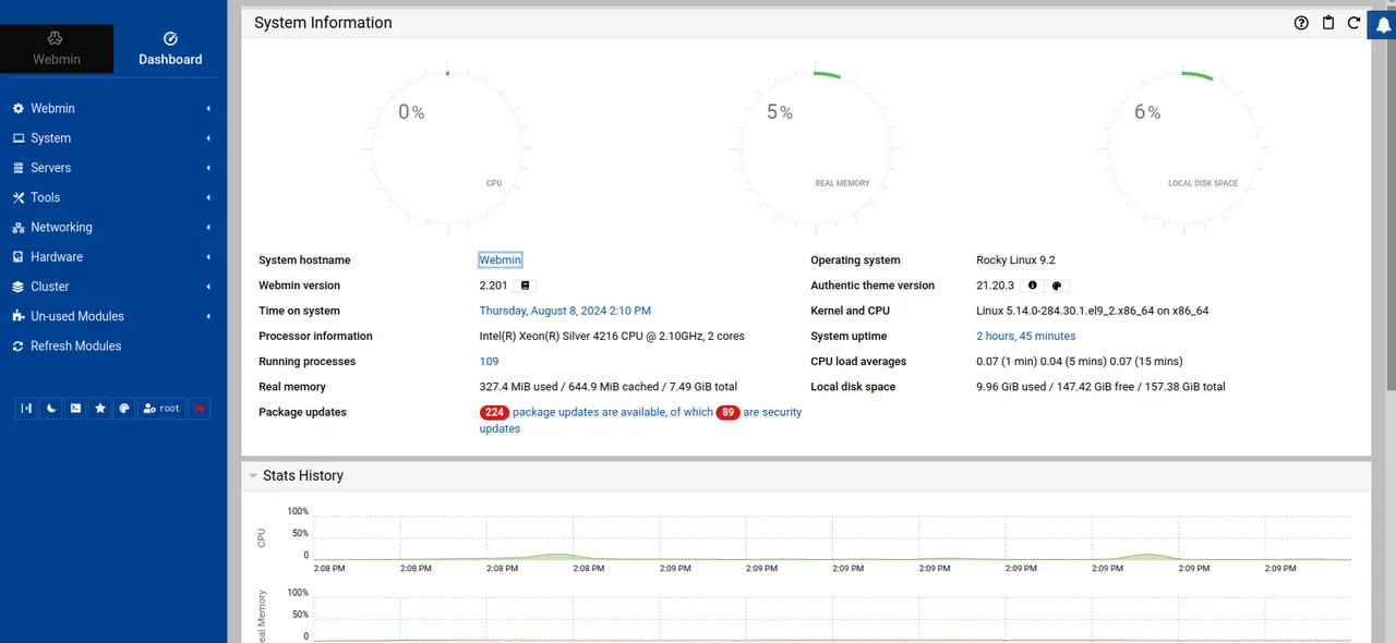 Webmin Dashboard