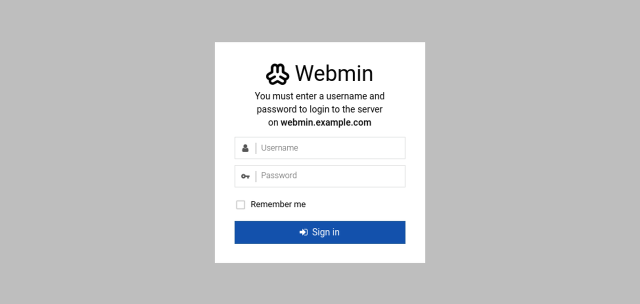 Image of the Webmin login interface