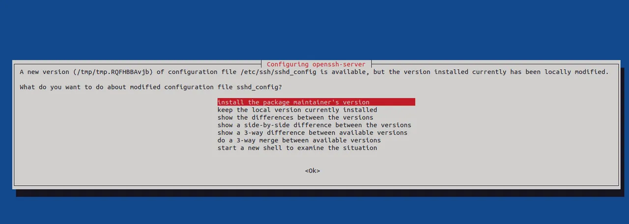 What do you want to do about modified configuration file ssh_config