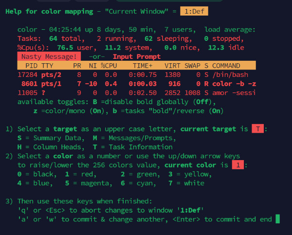 Color Settings Menu