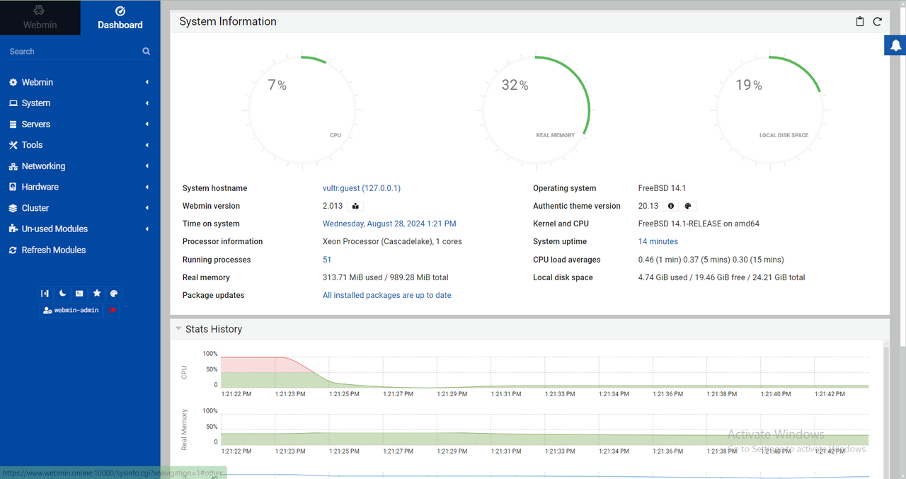 Webmin Dashboard
