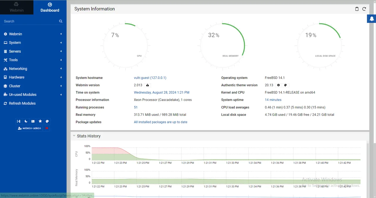 Webmin Dashboard