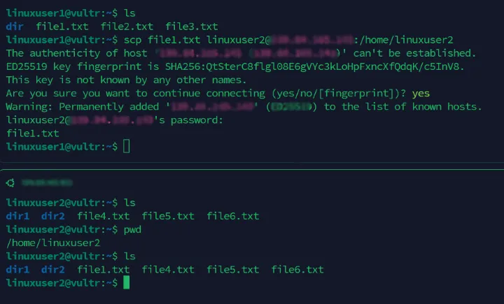 Copy file to remote server