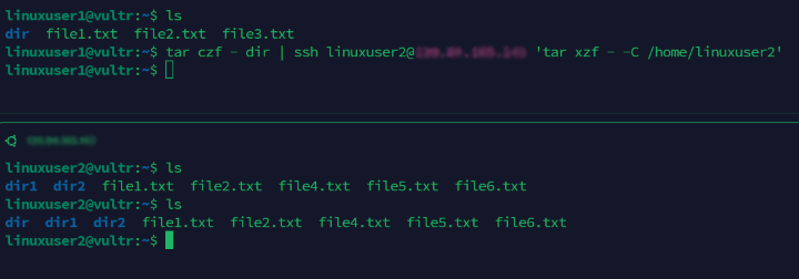 Transfer directory with tar