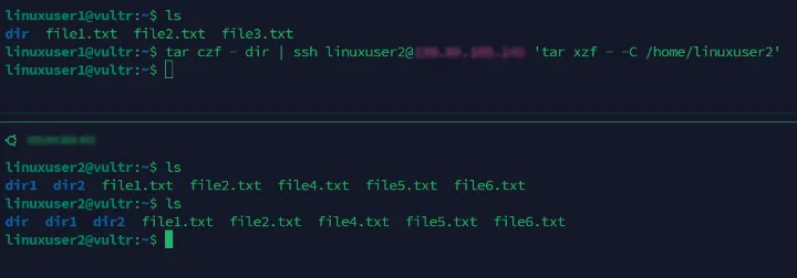 Transfer directory with tar