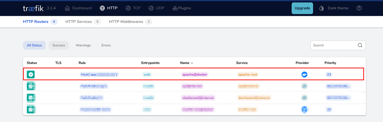 View the apache service route