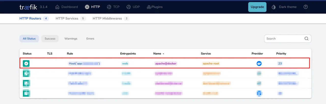 View the apache service route