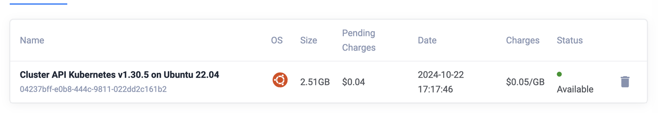snapshot in vultr customer portal