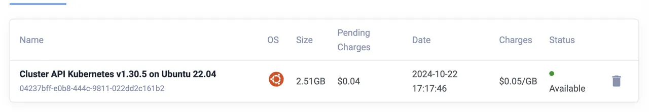 snapshot in Vultr Console