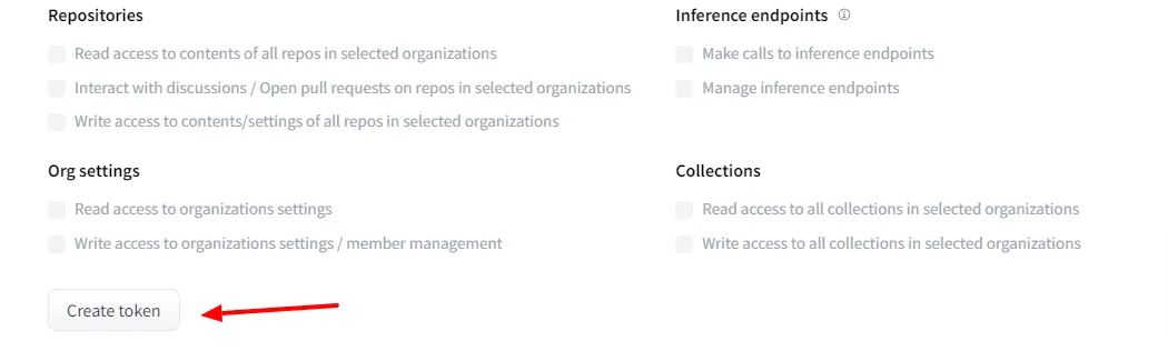 Create a new Huggingface Authorization Token
