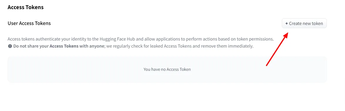 Create a new Huggingface Authorization Token