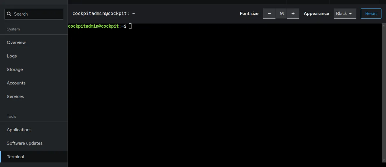 Cockpit's Terminal interface