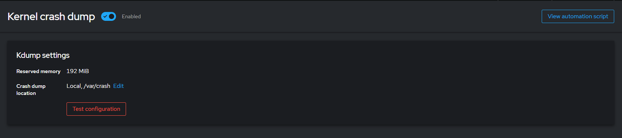 Manage Kernel Dumps