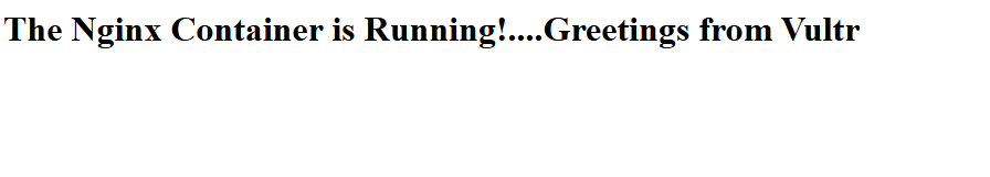 Nginx page with a custom Greetings from Vultr message