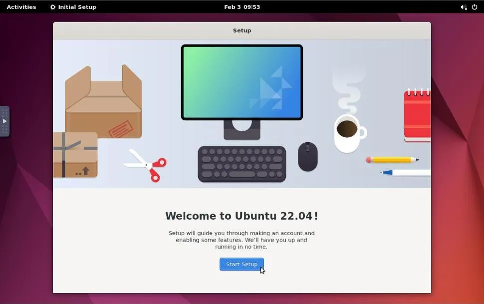Gnome Setup dialog