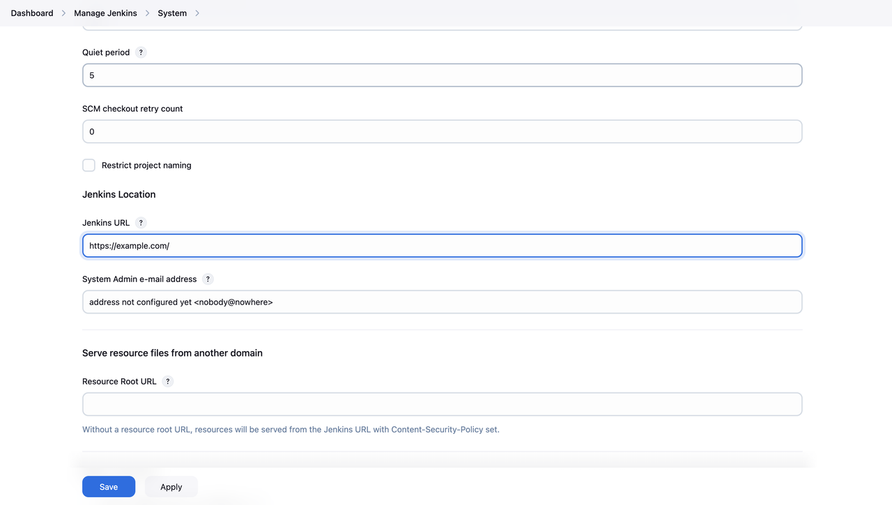 Change the Jenkins URL