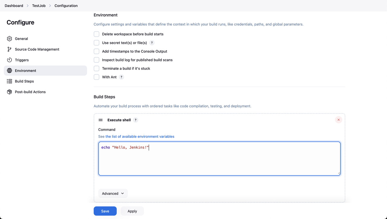 Build steps command