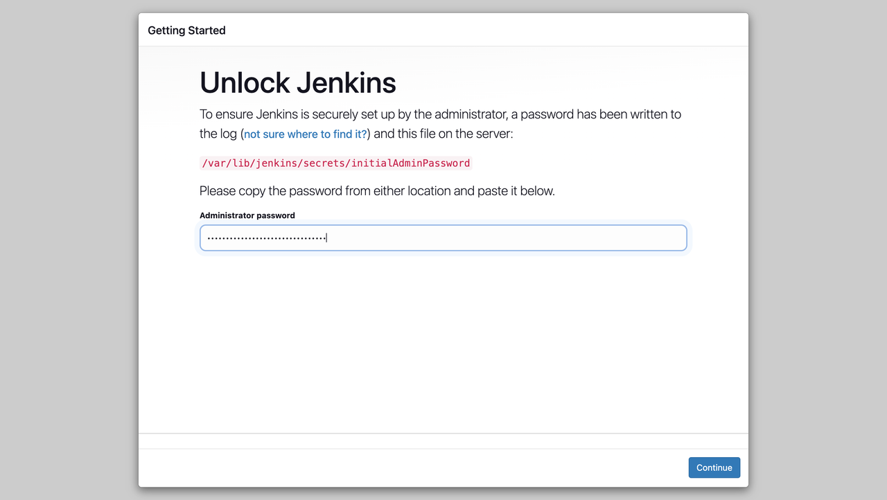 Jenkins Admin Password Field