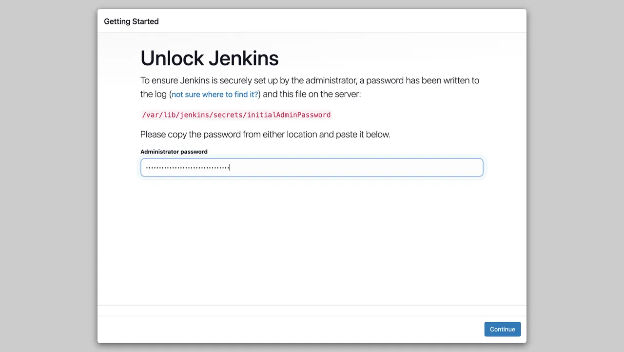 Jenkins Admin Password Field