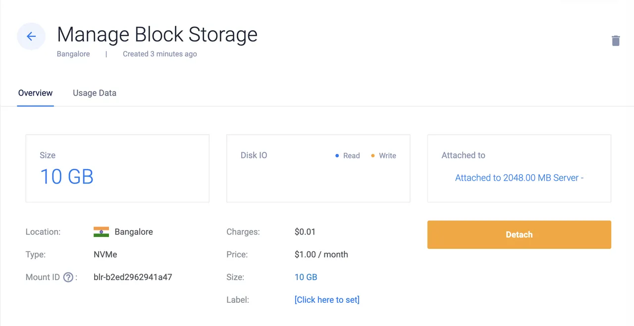 View attached block storage