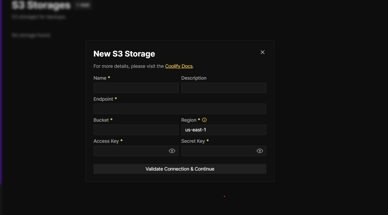 Add Vultr Object Storage to Coolify