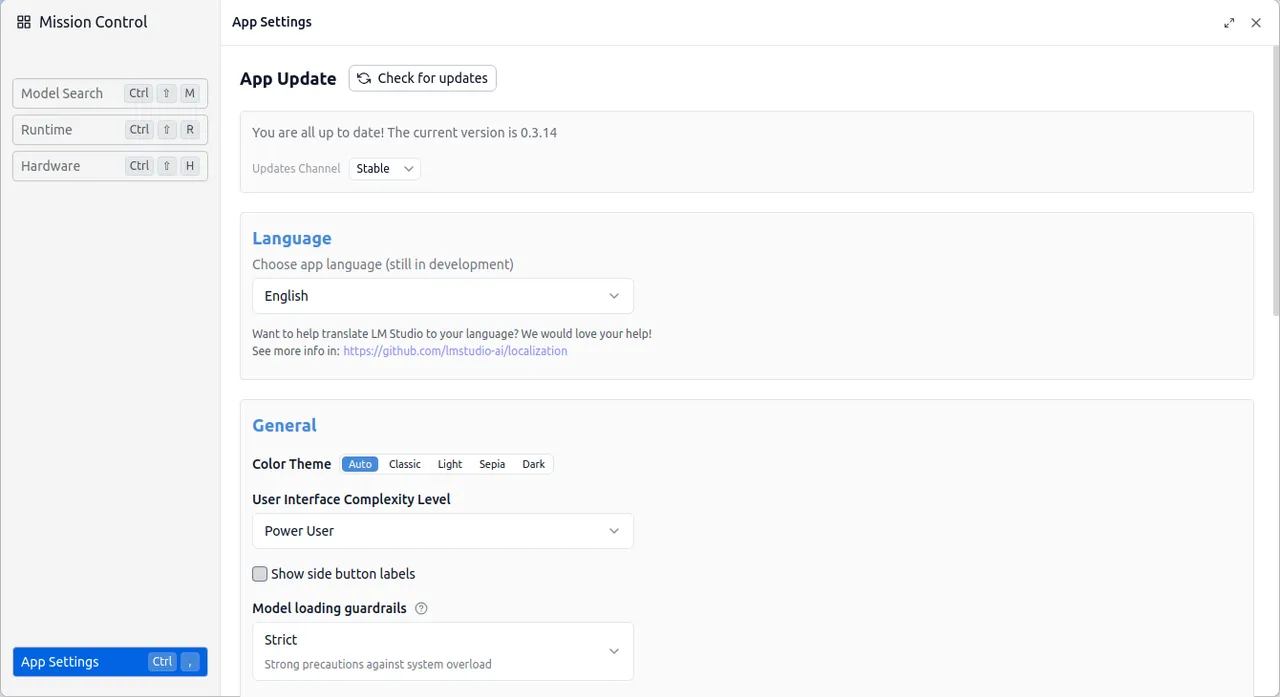 Manage LMSudio App Settings