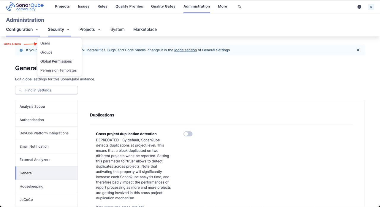Navigate to Administration settings page