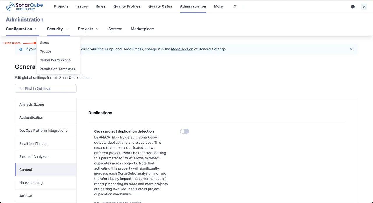Navigate to Administration settings page