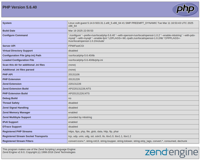 The PHP 5.6 Information Page