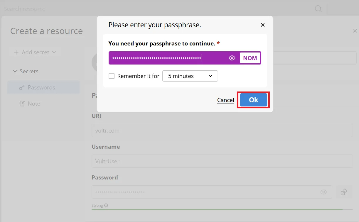 Passbolt Password Created