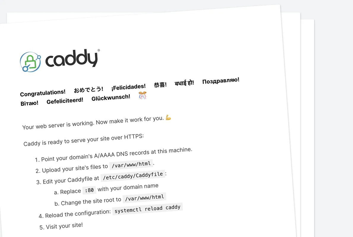 default-caddy-webpage
