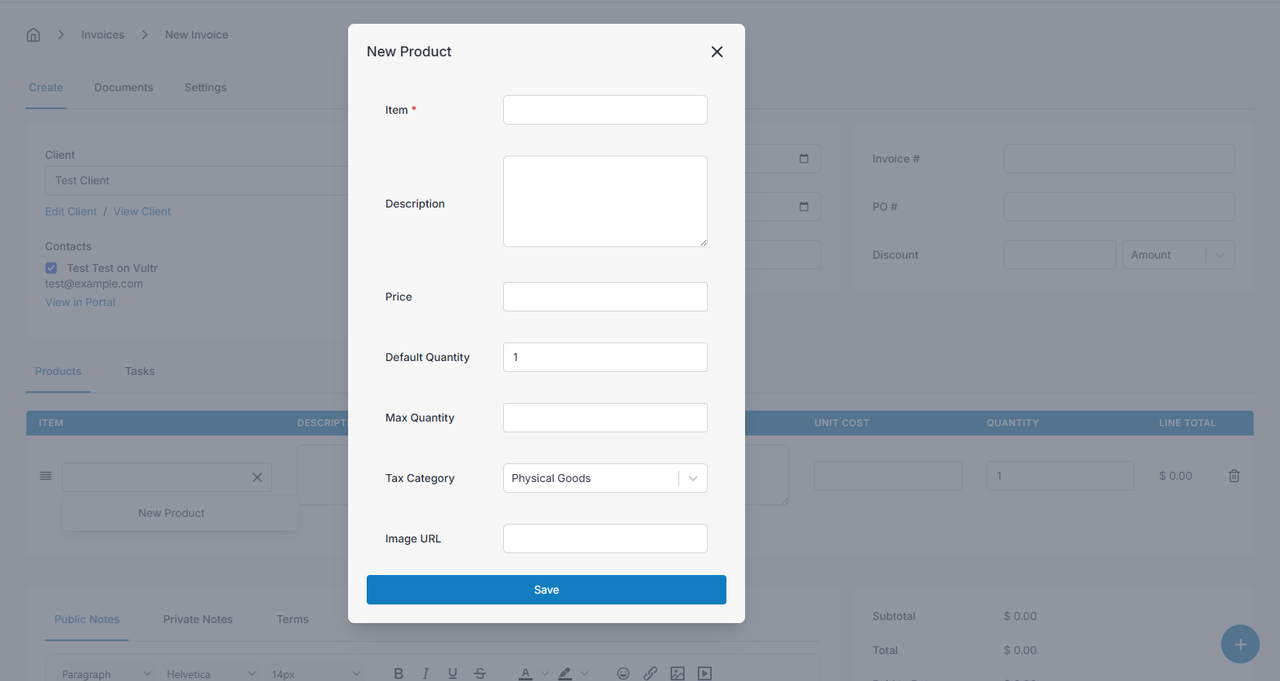 Create a new product