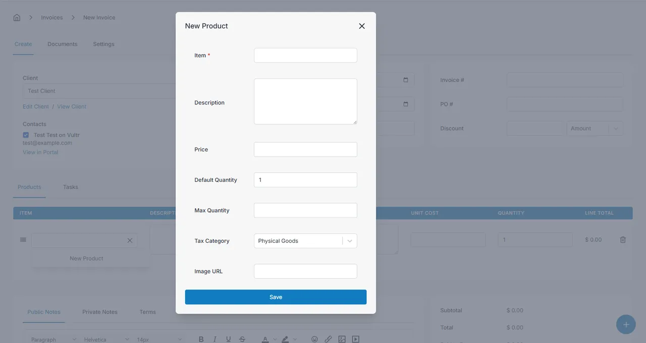 Create a new product