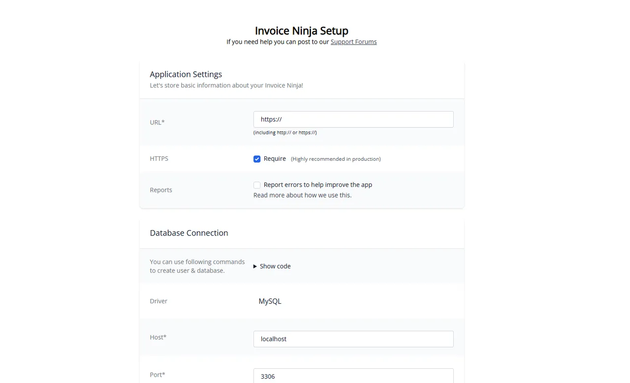 Invoice Ninja Page