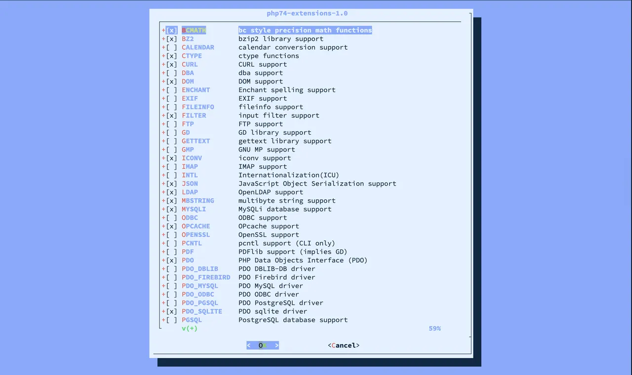 PHP 7.4 Extension List