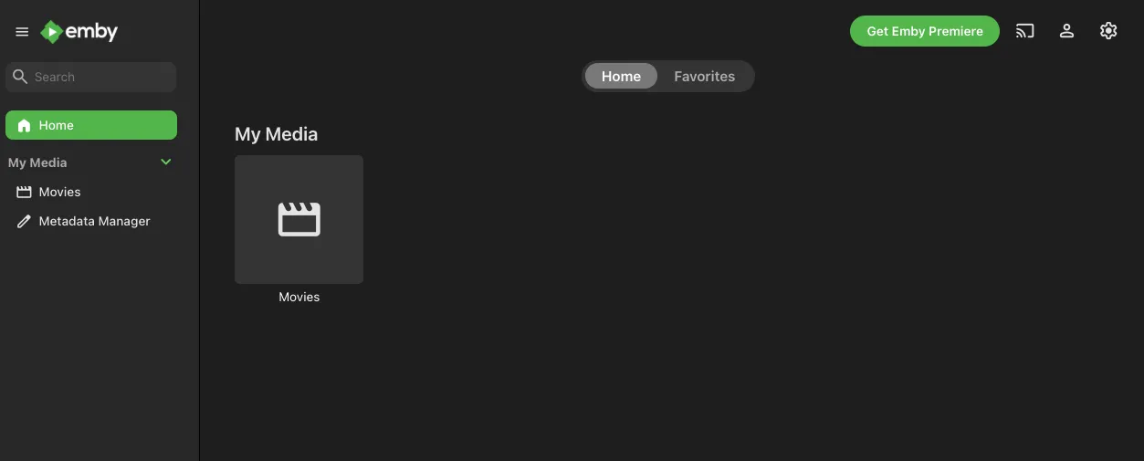 Emby Home page