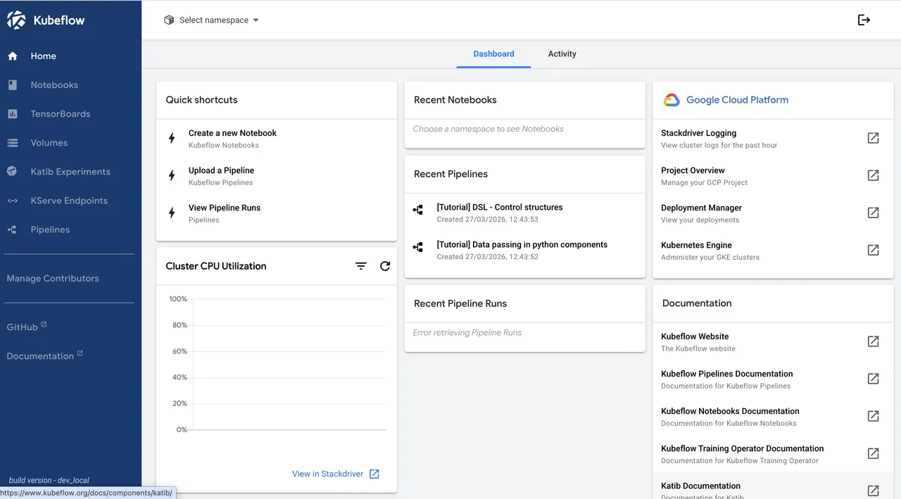 Kubeflow Central Dashboard