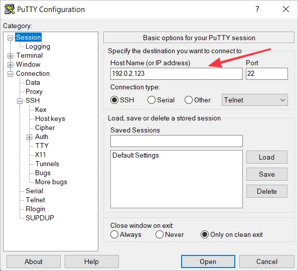 Putty Session