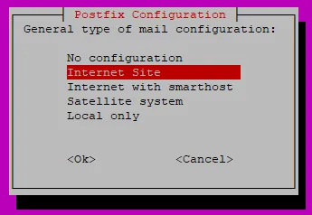 Postfix mail type configuration