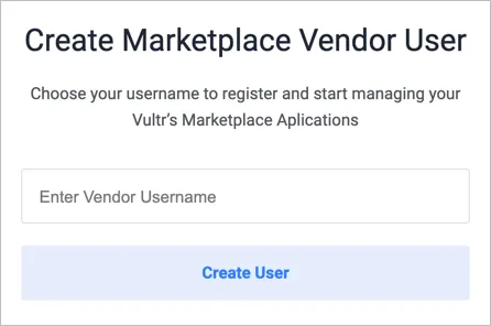 Screenshot of Vendor sign up screen