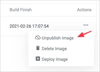 Screenshot of deploy option