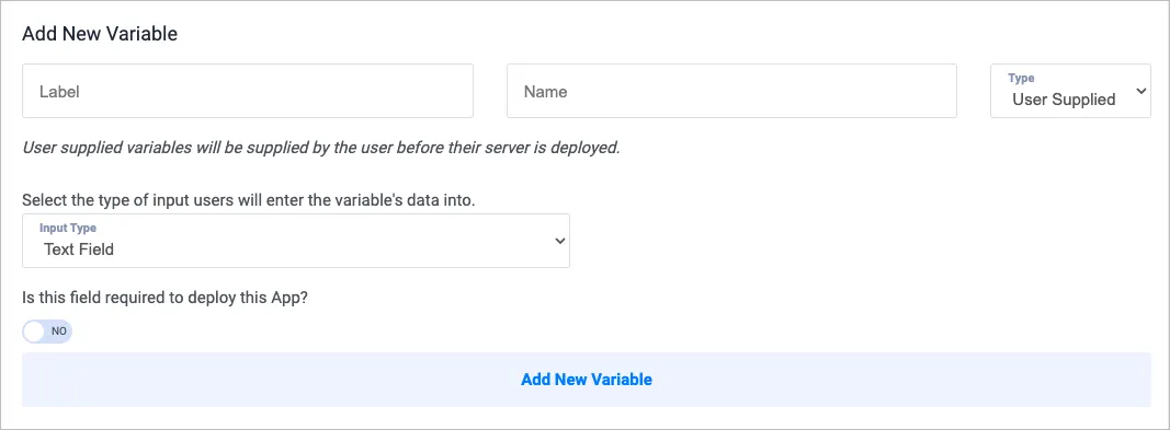 User-supplied variable