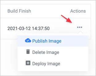 Screenshot of deploy image menu