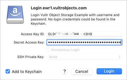 Screenshot of key prompt
