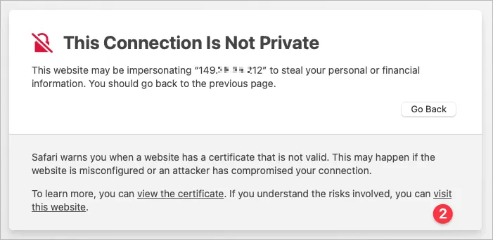 Screenshot of Safari Step 2