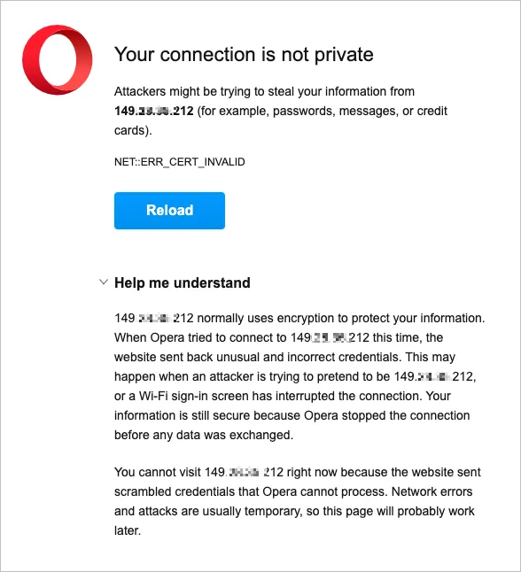 Screenshot of Opera