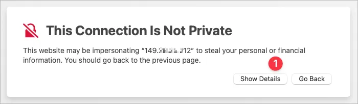 Screenshot of Safari Step 1