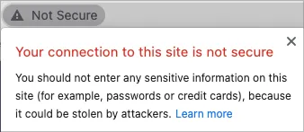 Screenshot of the Not Secure warning