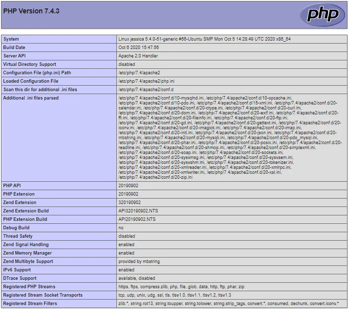 PHP Information Page