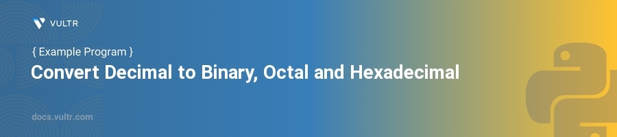 Convert decimal to binary, octal and hexadecimal header image